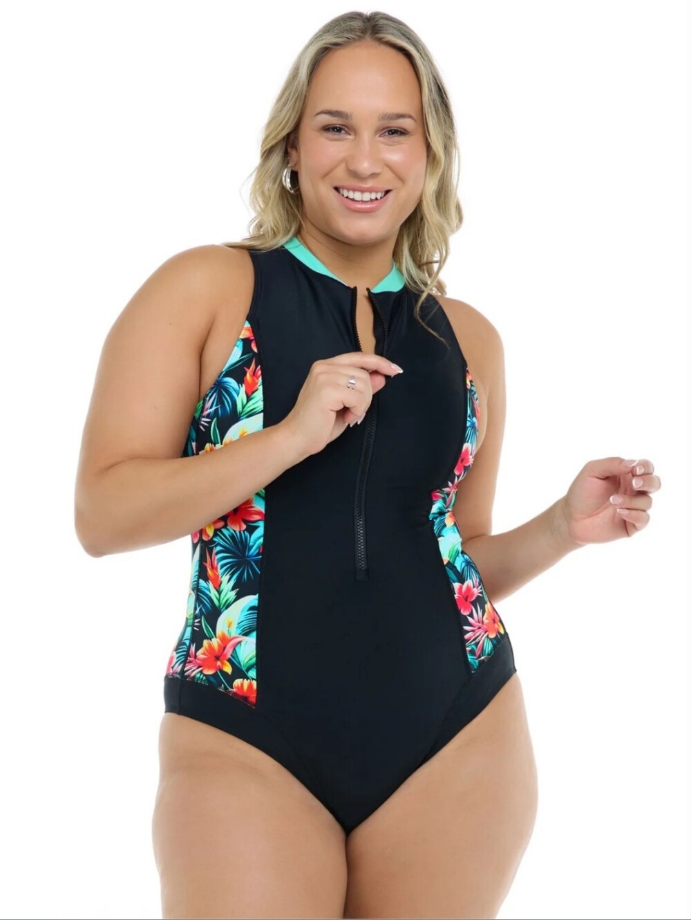 BODY GLOVE | Women's Black w/ Tropical Print Colola Edith One Piece Swimsuit
